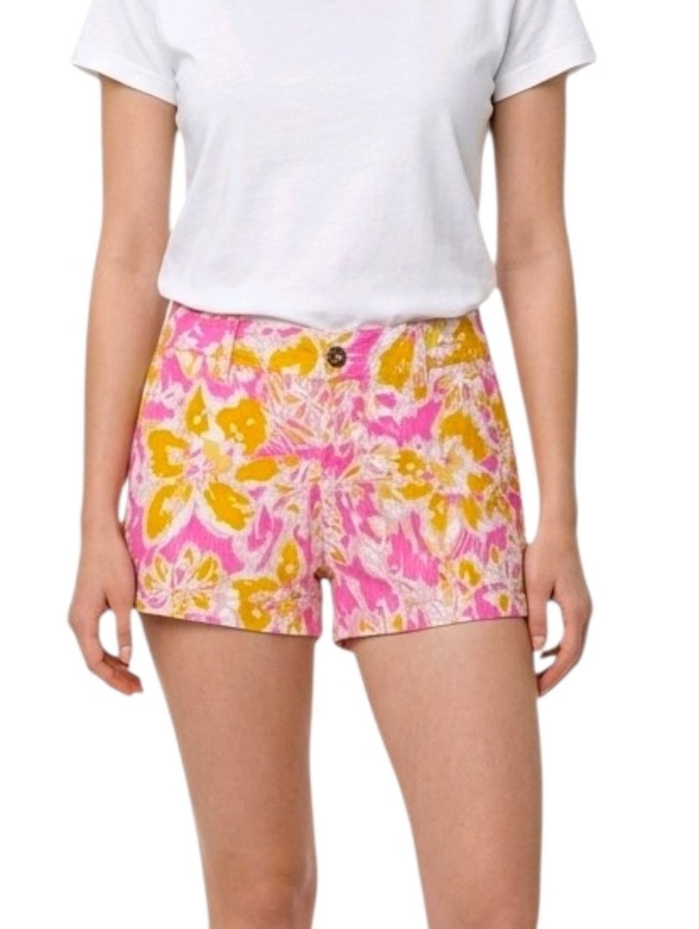 Lilly Pulitzer Callahan Kir Royal Pink Ooh La La" Floral Print Shorts Size 4